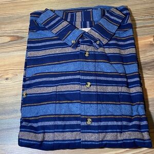 Vintage Deadstock NWT Scandia Woods Men’s Striped Flannel Button Down Shirt 3XL